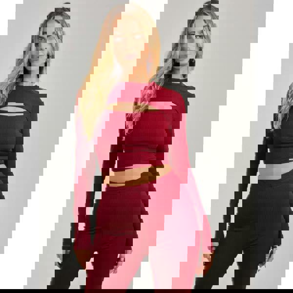 Pink Vanilla Ribbed Long Sleeve Letterbox Top