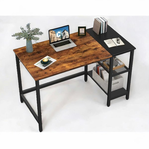 Rafaelo Mobilia Industrial Writing Desk With 2 Shelves Rustic Brown