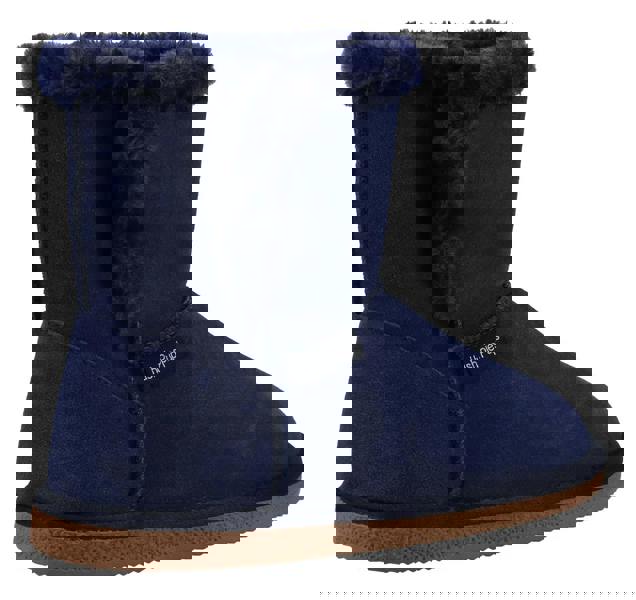 Hush Puppies Ashleigh Womens Real Suede Faux Fur Pull On Slipper Bootie