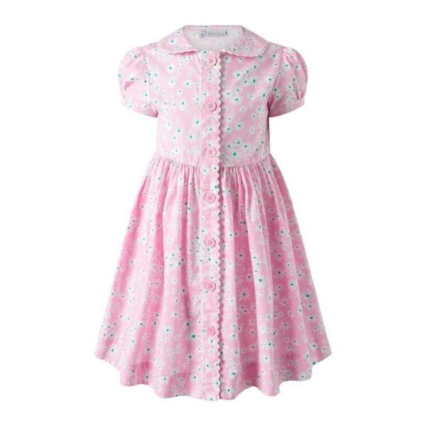 Rachel Riley Pink Daisy Button-front Dress