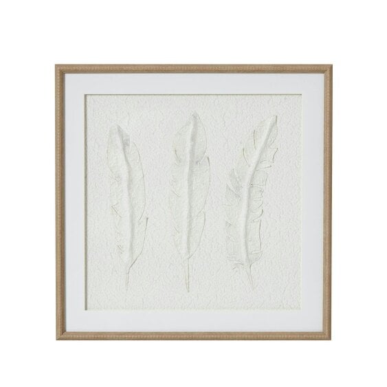 Wyld Haus Les Vans White 3 Feathers Art Mounted In Beaded Frame