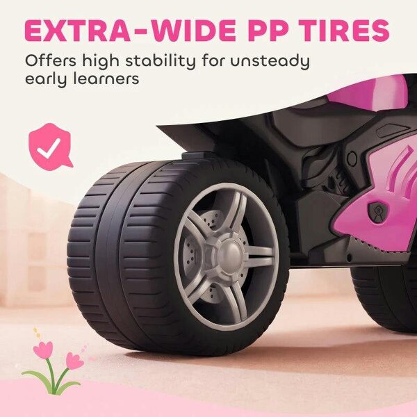 Balance Bike with Music Extra-Wide Wheels Toddler Bike for Boys Girls Pink