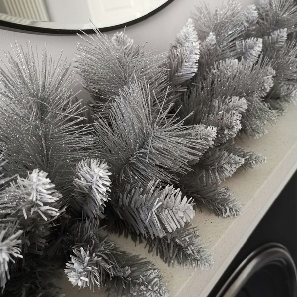 Samuel Alexander Premier 6ft (1.8m) Christmas Silver Garland With Some Glitter Tips