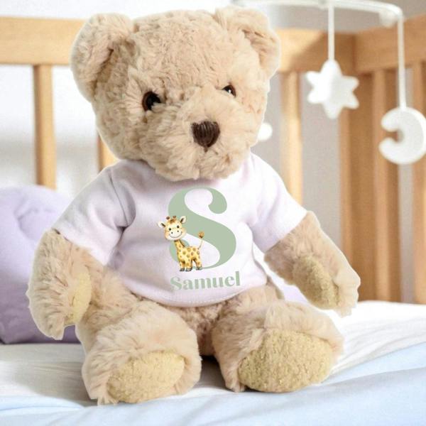 Personalised Little Giraffe Initial Baby Gift Box - Teddy & Vest