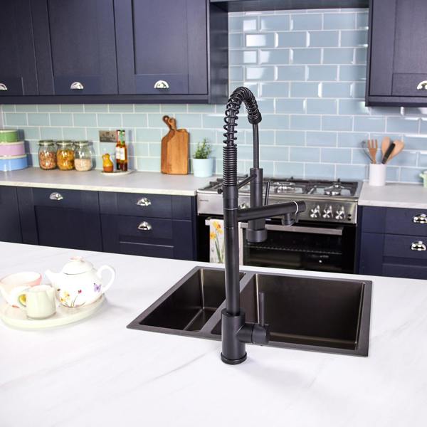 Flode Alta | Single Lever Kitchen Sink Mixer Tap with Swivel Spout | Matt Black Finish