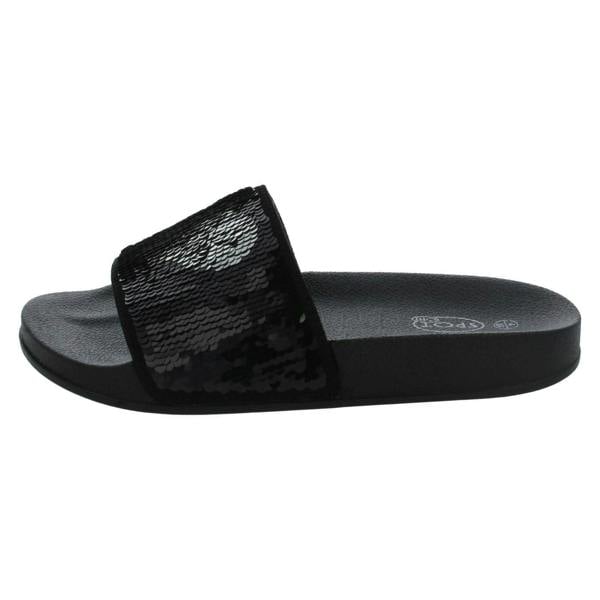 Spot On Ladies Spot On Reversible Heart Sequin Sliders F00154