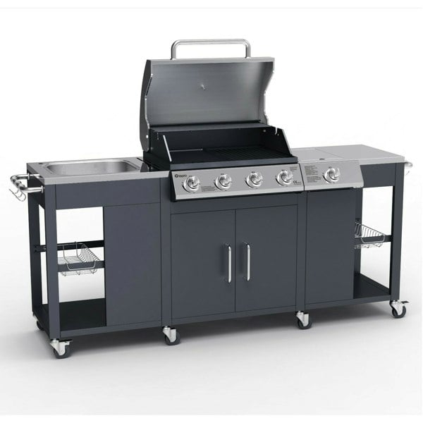 Tepro Petersburg Outdoor Kitchen with 4 Burner Gas Grill, Side Burner and Sink