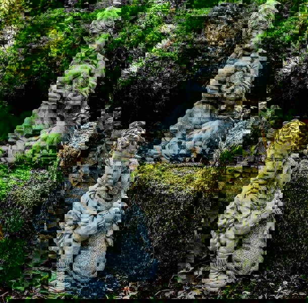 Sweet Boys Statues with Cat and Puppy in hands