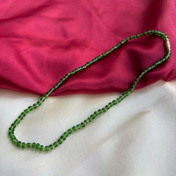 The Colourful Aura Green Crystal Quartz Tassel Mala Necklace