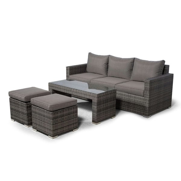 Giardino Sydney Rattan 3 Seater Sofa Set with Coffee Table and 2 Stools