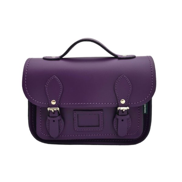 Zatchels Leather Midi Satchel - Purple