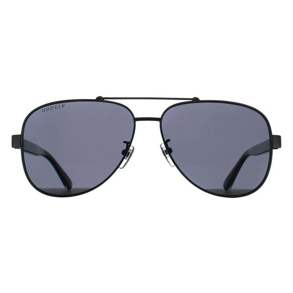 Gucci Sunglasses GG0528S 007 Shiny Ruthenium Grey Mirror Polarized