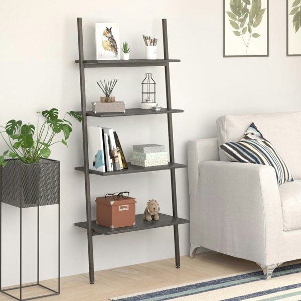 Berkfield 4-Tier Leaning Shelf Black 64x34x150.5 cm