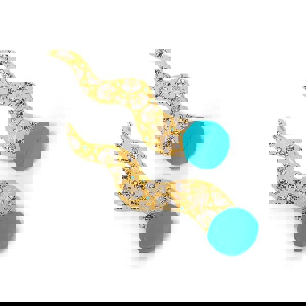 Yellow Speedo tiger dive balls teething toy with blue ends