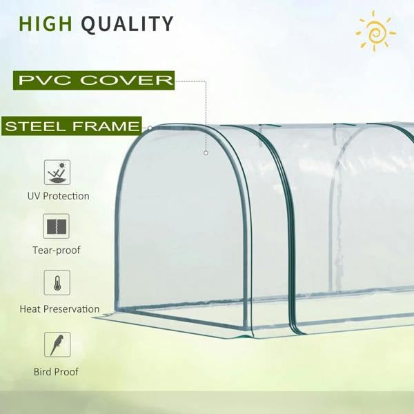 Clear PVC cover mini greenhouse with arched steel frame and protective door arches