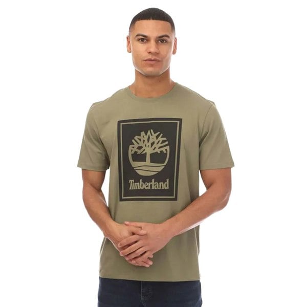 Timberland Mens Stack Logo T-Shirt - Khaki Green