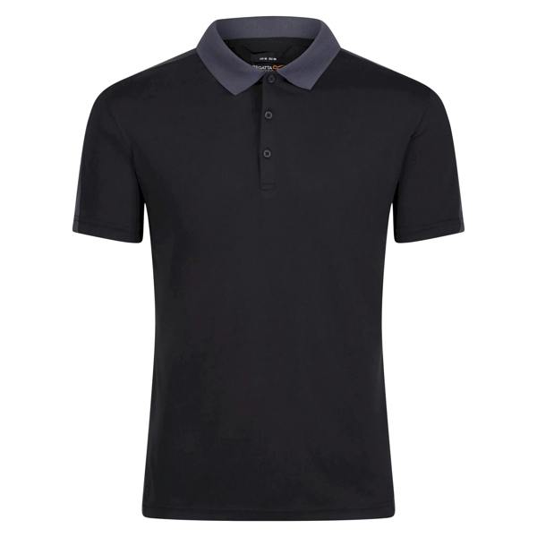 Regatta Contrast Coolweave Pique Polo Shirt - Black/Seal Grey - 