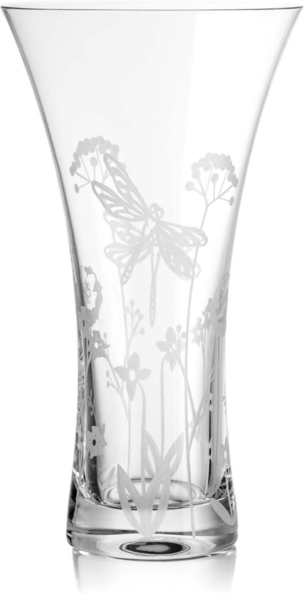 "Dragonfly" Wildlife Hand Cut Trumpet Vase - 25cm