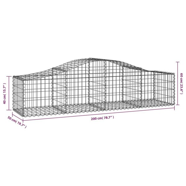 Berkfield Arched Gabion Baskets 2 pcs 200x50x40/60 cm Galvanised Iron