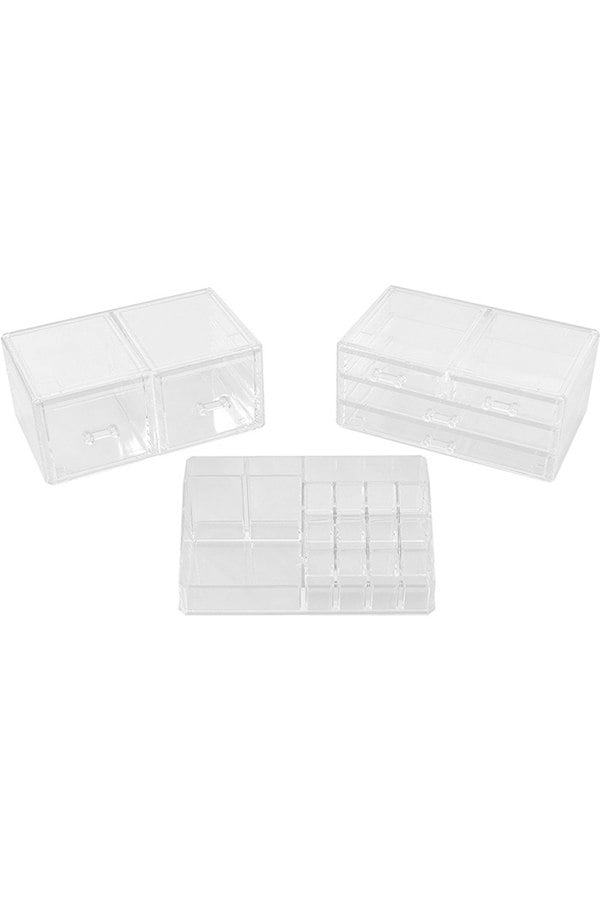 Living and Home Clear Dustproof Makeup Storage Organizer Drawers Large Skin Care Cosmetic Display Cases for Bathroom Stackable Storage Box