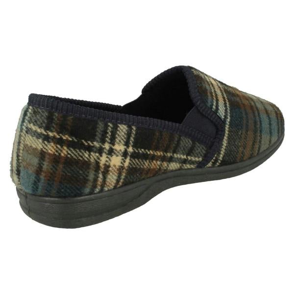Mens Slippers Checked Pattern Full Slipper - Noah