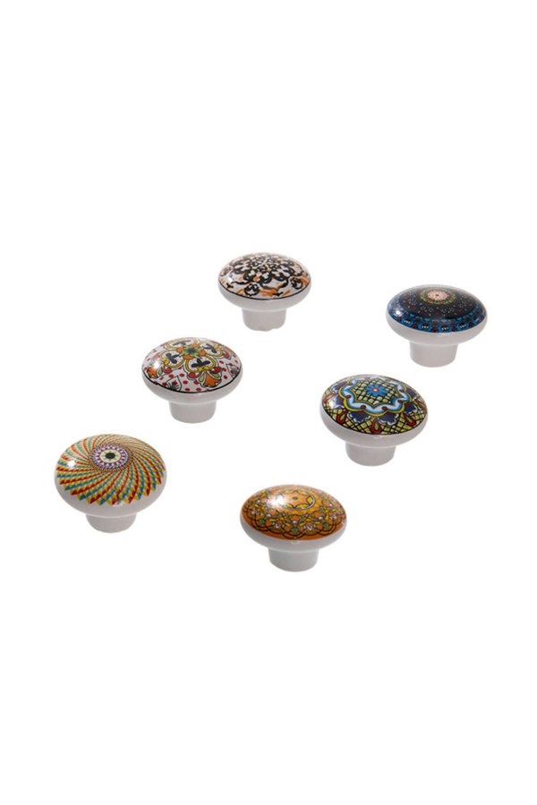 Living and Home 6Pcs Bohemian Style Mixed Color Ceramic Cabinet Drawer Knobs Furniture Accessories for Dresser, Drawer, Cabinet