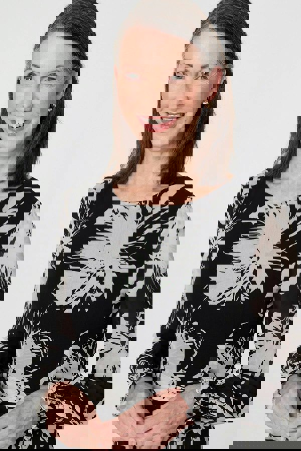 Black | Floral Tie Waist Layered Maxi Dress
