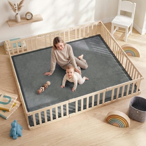 AIYAPLAY Baby Play Mat, 3CM Thick Foam Playmat Rug, 180 x 150 cm, Dark Grey