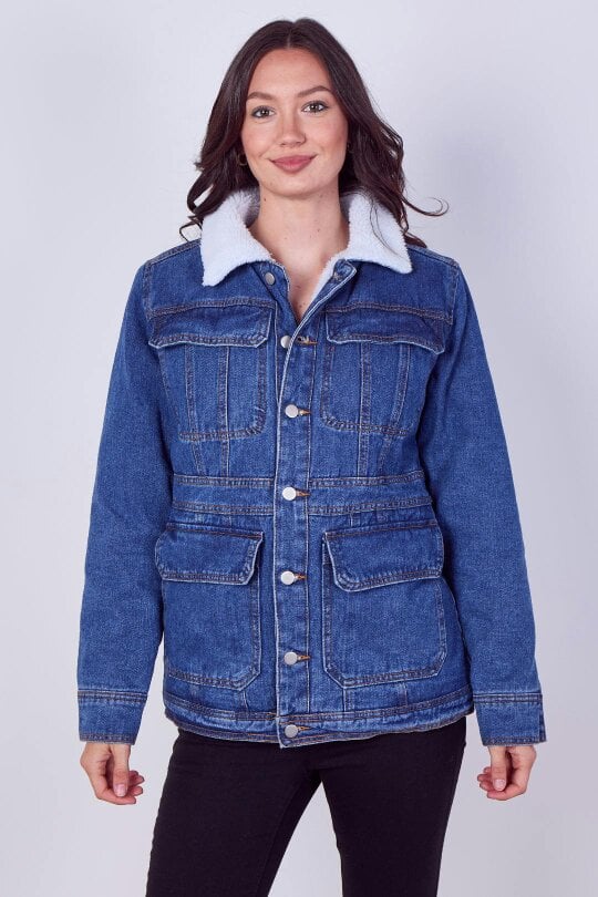 Women's Denim Sherpa Jacket – Fleece Lined Denim Jacket