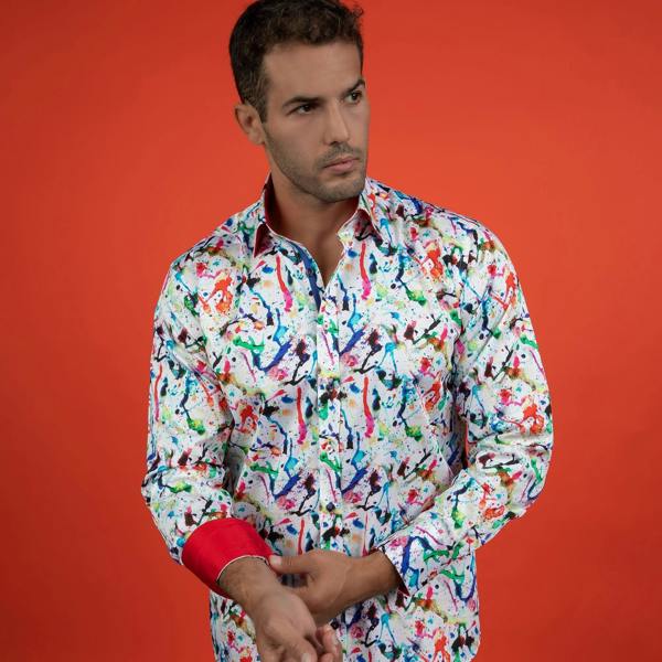 ART ATTACK PAINT SPLASH PRINT SHIRT – Premium Men's Patterned Shirt by Claudio Lugli | Bold Design, Tailored Fit, Best Printed Shirts
