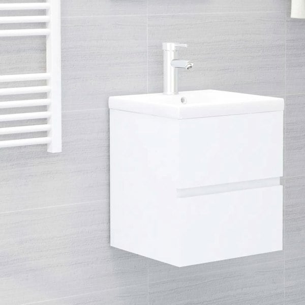 Berkfield Sink Cabinet with Built-in Basin White Engineered Wood