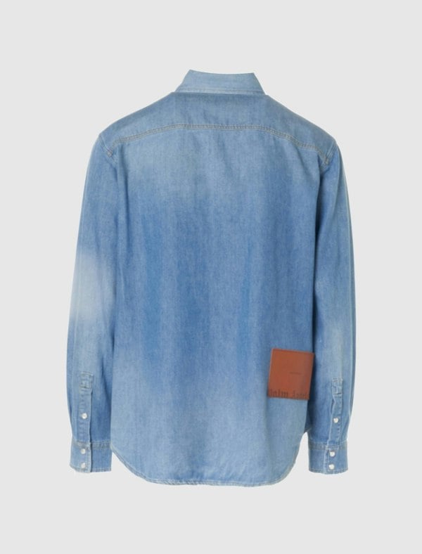 Palm Angels Pa Monogram Denim Shirt Light Blue - Supplied FashionPalm Angels