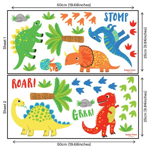 Dinky Dino Wall Stickers - Happy Linen Company