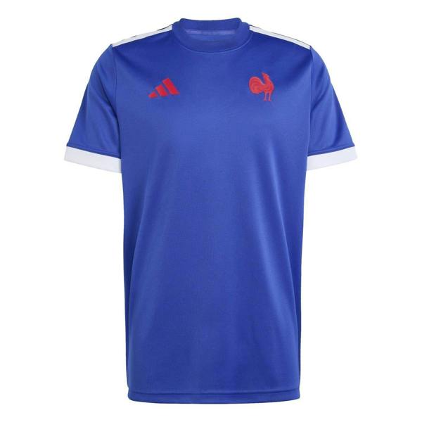 Adidas Mens France FFR Rugby T-Shirt - Light Blue - 