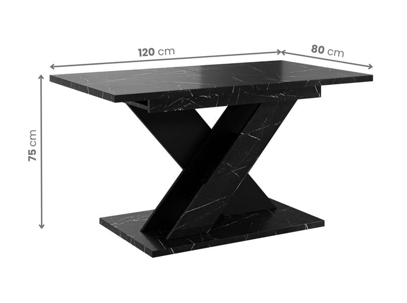 PHD Furniture TOXX Extendable Dining Table 120–160cm – Black Royal Marble Effect