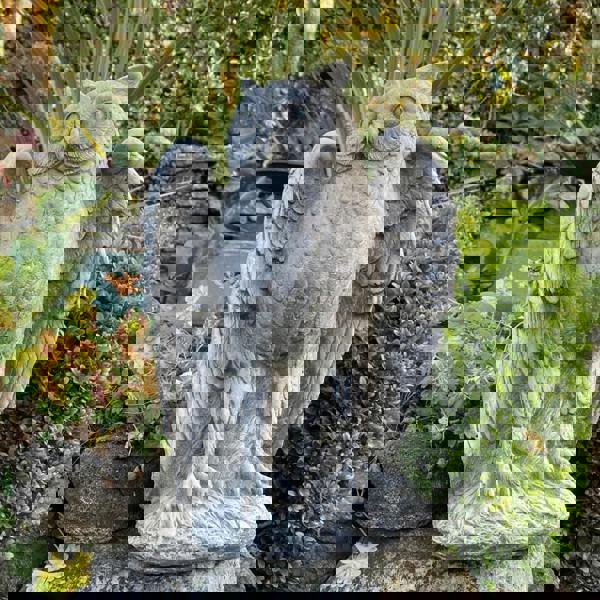 Highly detailed Stone Owl garden ornament Stoneware statue