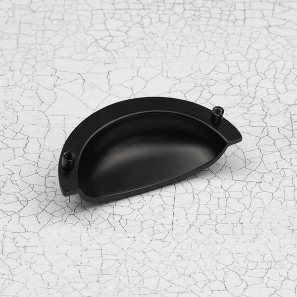 Handle & Home Matt Black Coordinating Tapered Handle, Cup Handle, and Coordinating Knob
