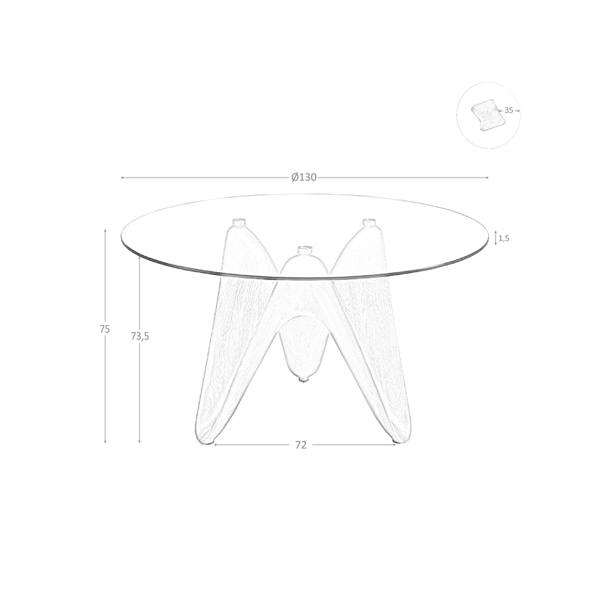 Angel Cerdá Round tempered glass and walnut dining table 1126