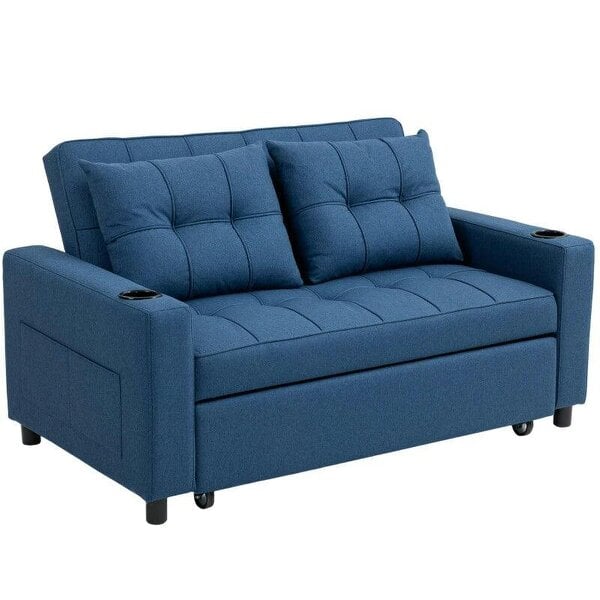 Two-Seater Pull-Out Sofa Bed - Dark Blue