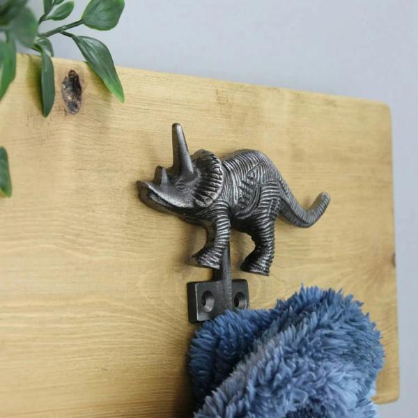 Antique Cast Iron Triceratops Single Coat Hook