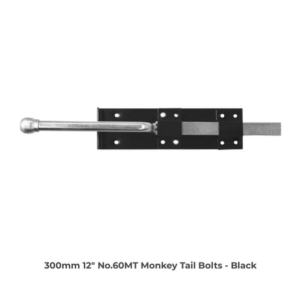 EDH Door Hardware 300mm (12") Monkey Tail Bolt – Black