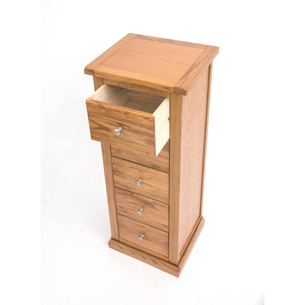 Cabinet Bits Salerno 5 Drawer Narrow Chest of Drawers Chrome Knob