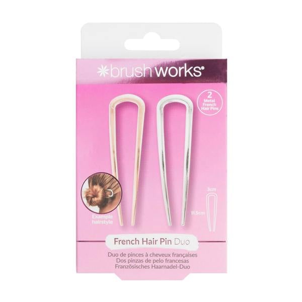 Brushworks French Hair Pin Duo - Gold & Silver