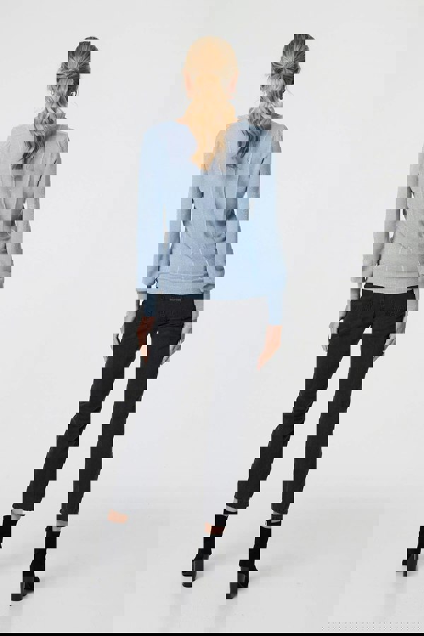 Blue | Metallic Stripe Detail Fitted Top
