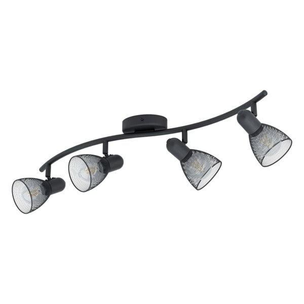 Flush Ceiling 4 Spot Light Colour Black Wave Bracket Mesh Look Shade E14 4x40W Loops