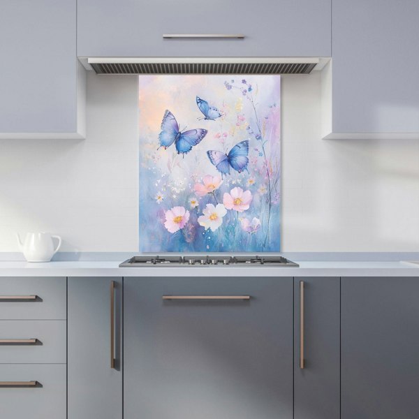 Warren Reed Blue Butterflies Glass Kitchen Splashback - 00015