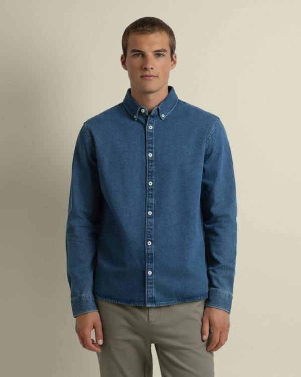 Larsson & Co Freddie - Denim Long Sleeve Shirt - Mid Denim