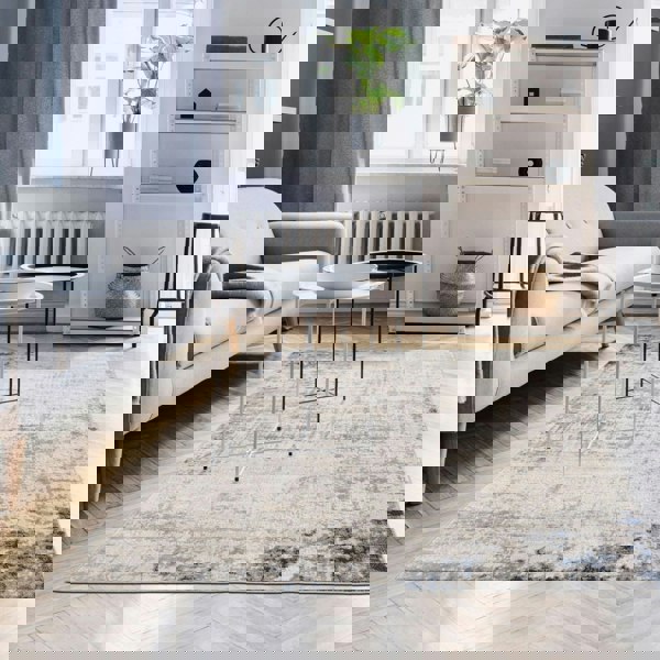 Montana Brown & Navy color Rug, Scandinavian block design