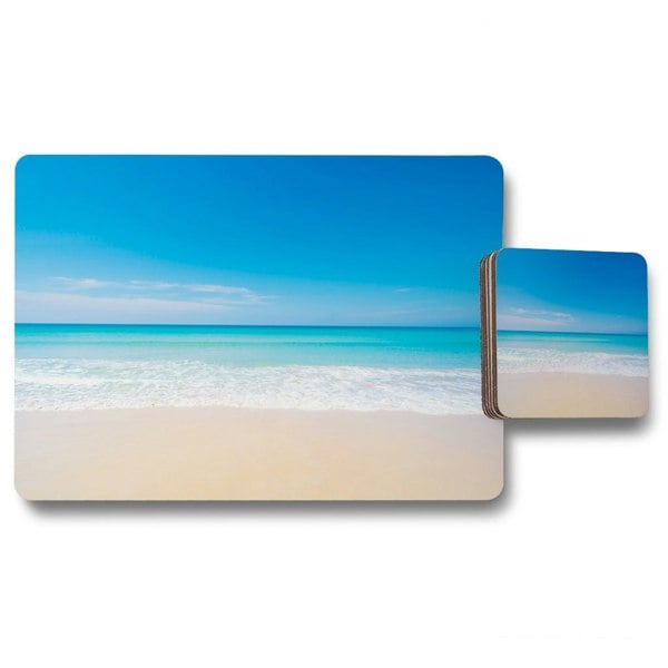 Benjamin Tate Design Nature landscape view of beautiful tropical beach and sea in sunny day (Placemat & Coaster Set)