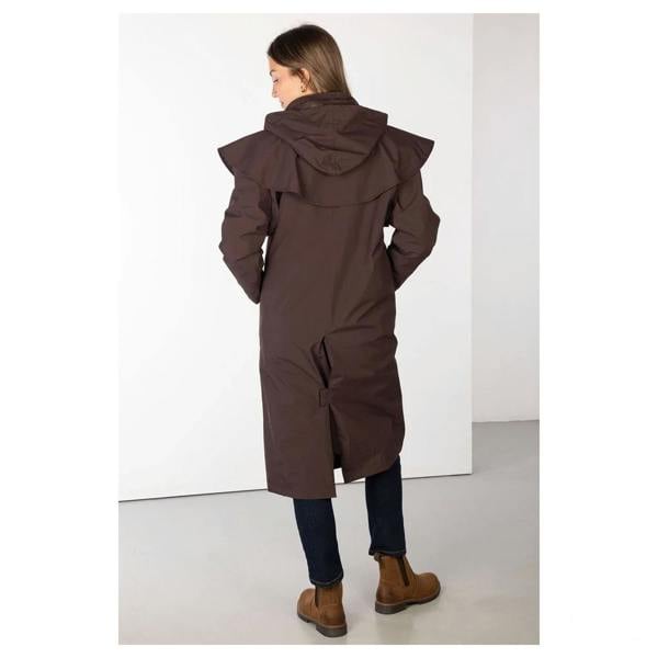 Back view of the Rydale Bramham Ladies Full Length Coat in dark brown